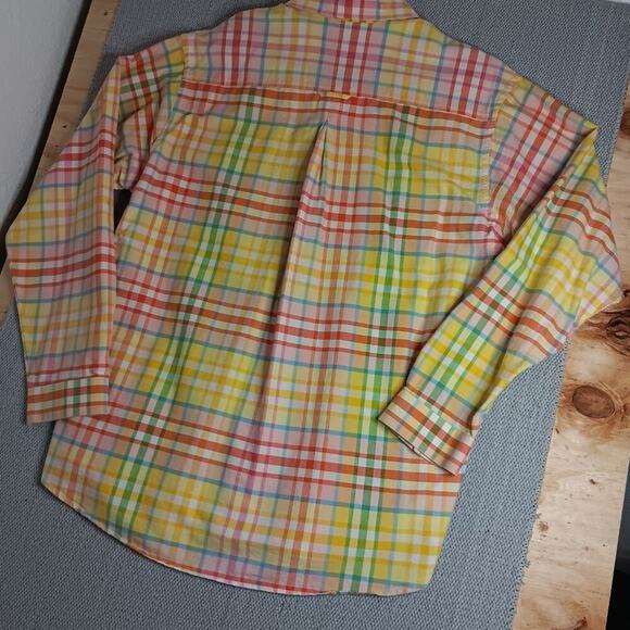 Panhandle Slim Rough Stock Shirt Mens XL Yellow Plaid Western Dress Button Down - Picture 9 of 14